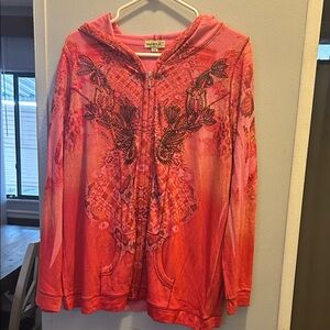 One World Plus Size Embroidered Hoodie 1X